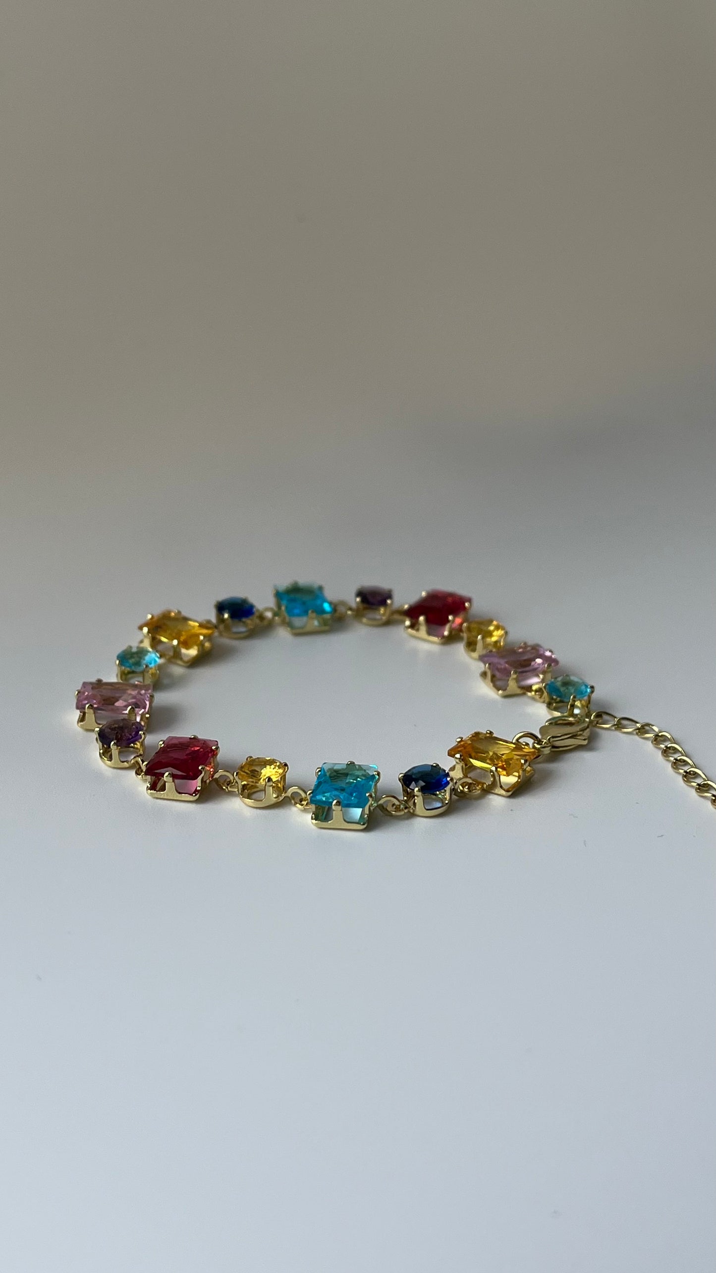 Rainbow Crystal Charm Bracelet