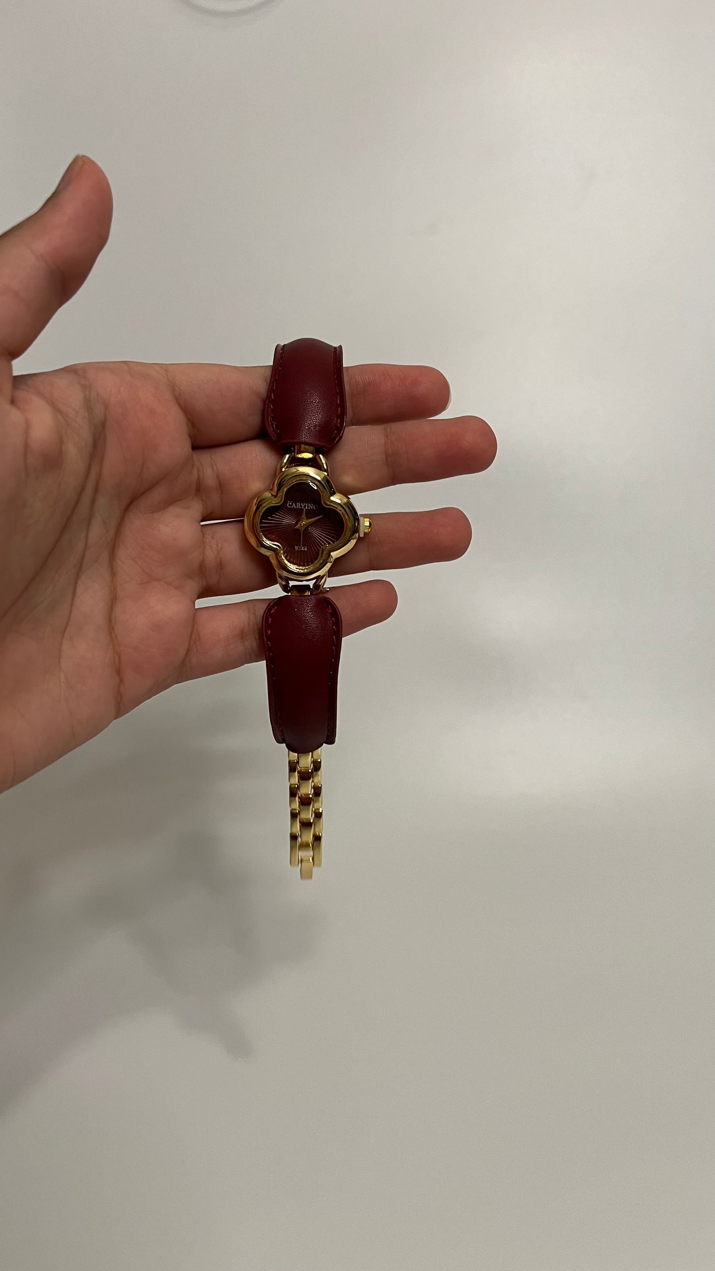 Burgundy Clover Watch