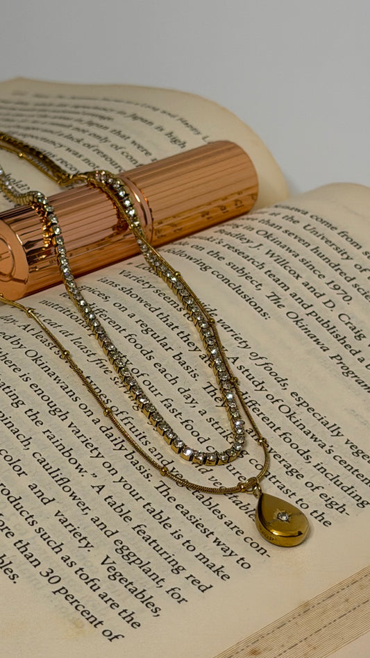 Gold studded dual necklaces
