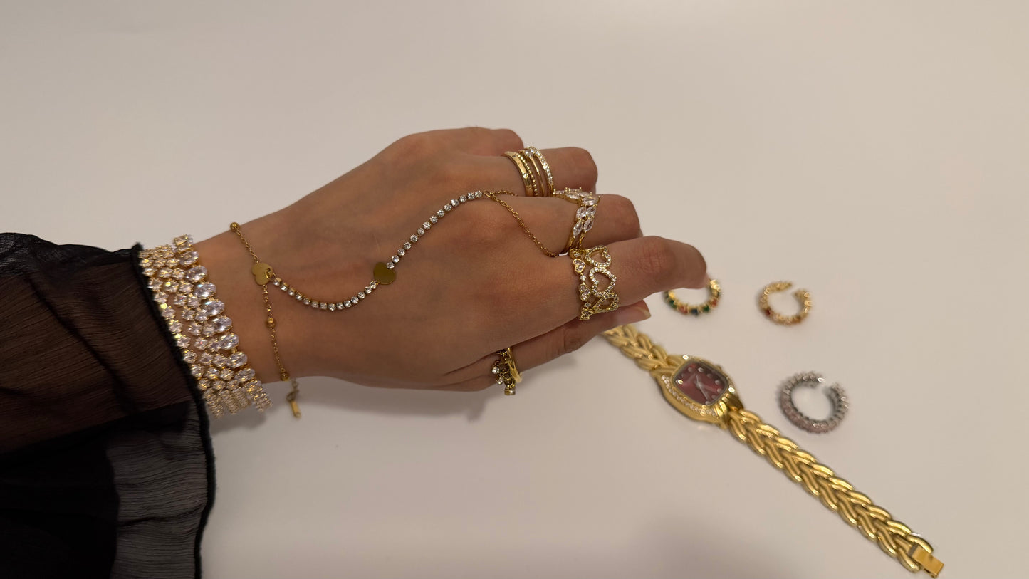Handchain Heart Crystal Shaped