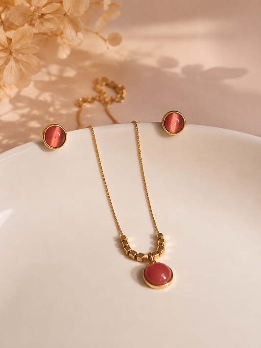 Oval Rose Coral Set