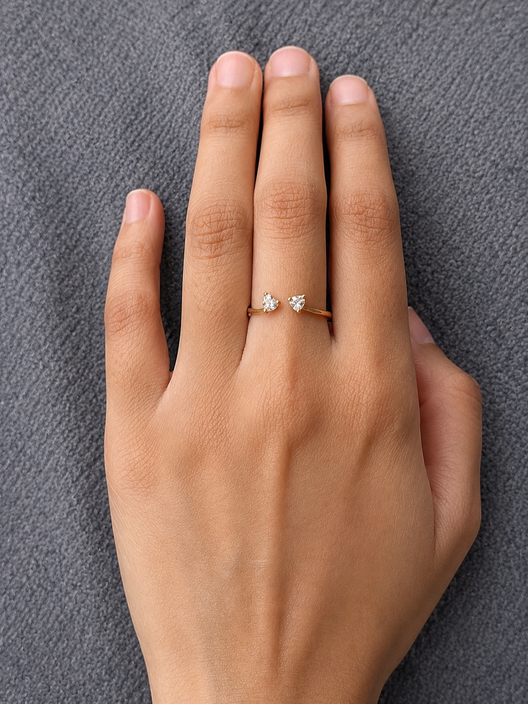 Twin Hearts Adjustable Ring