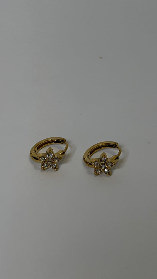 Minimal Flower shaped Diamond Gold Studded Earrings M