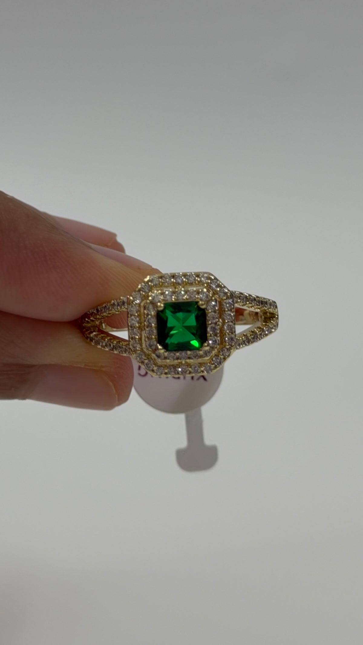 Diamond Emerald Green Ring A size 7