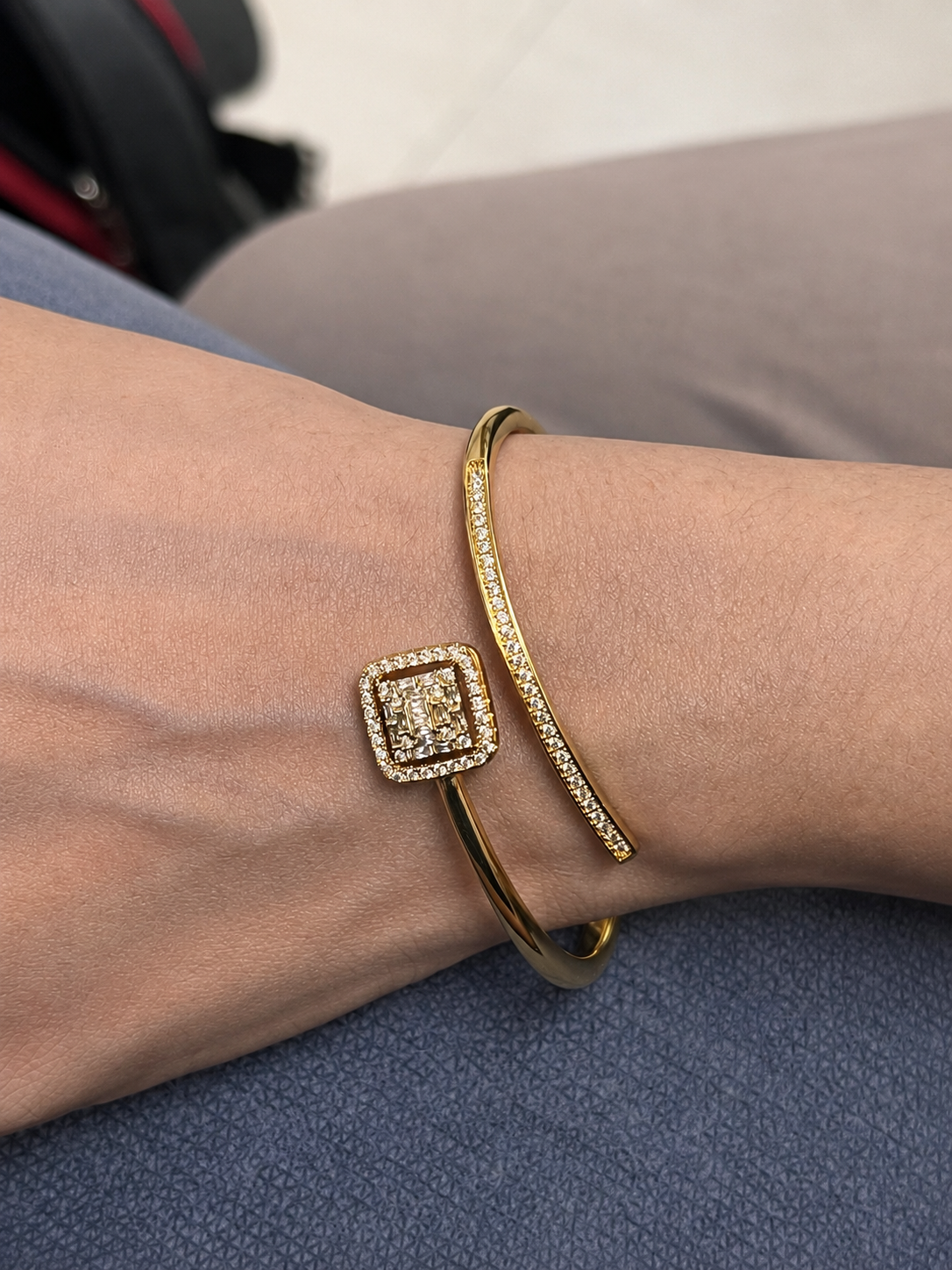 Aura Square Open Cuff Bracelet – Gold Finish