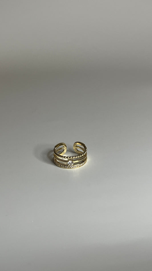 Triple Diamond Studded Ring