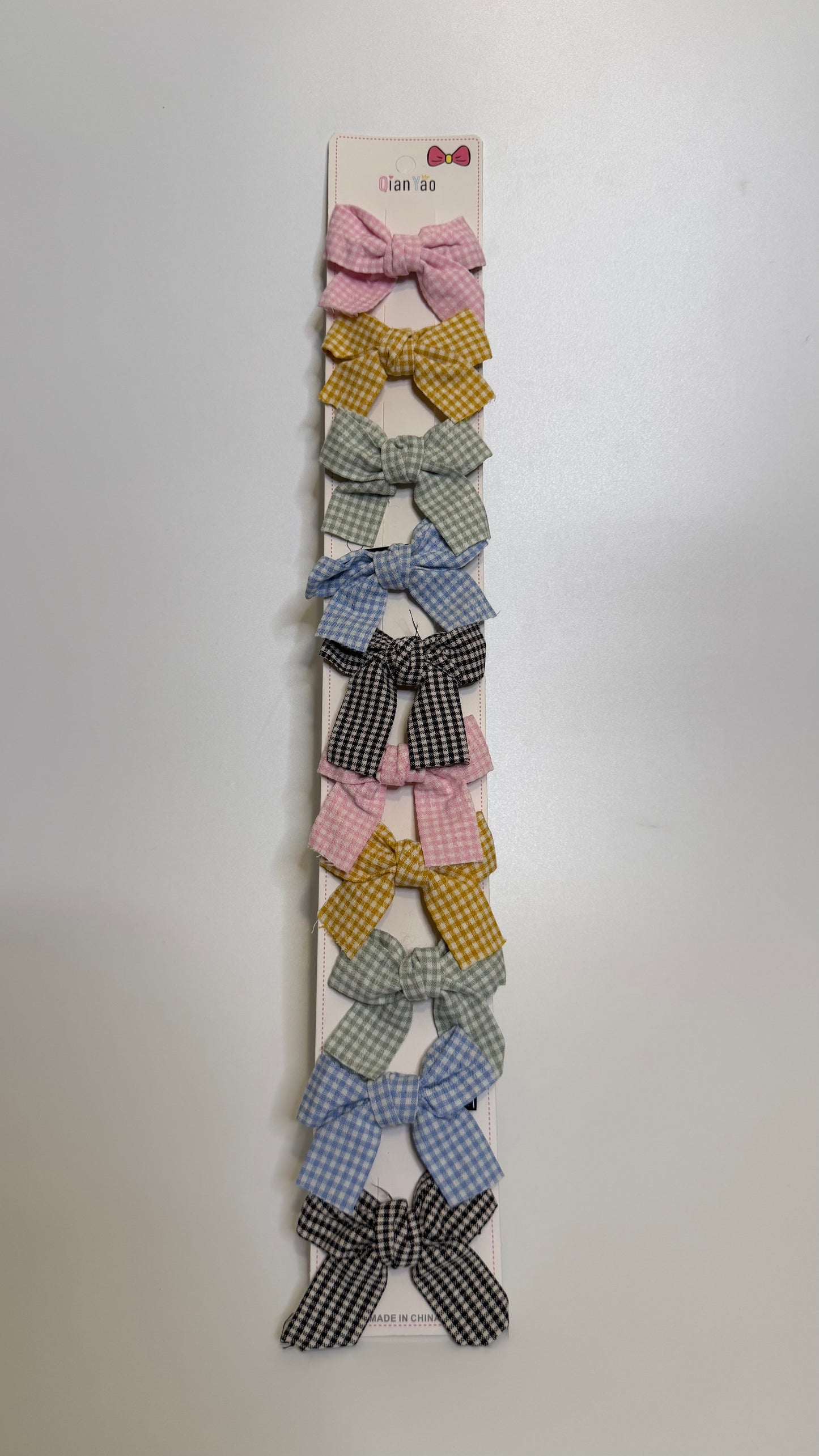 Pastel gingham bow clips (pack of 5)