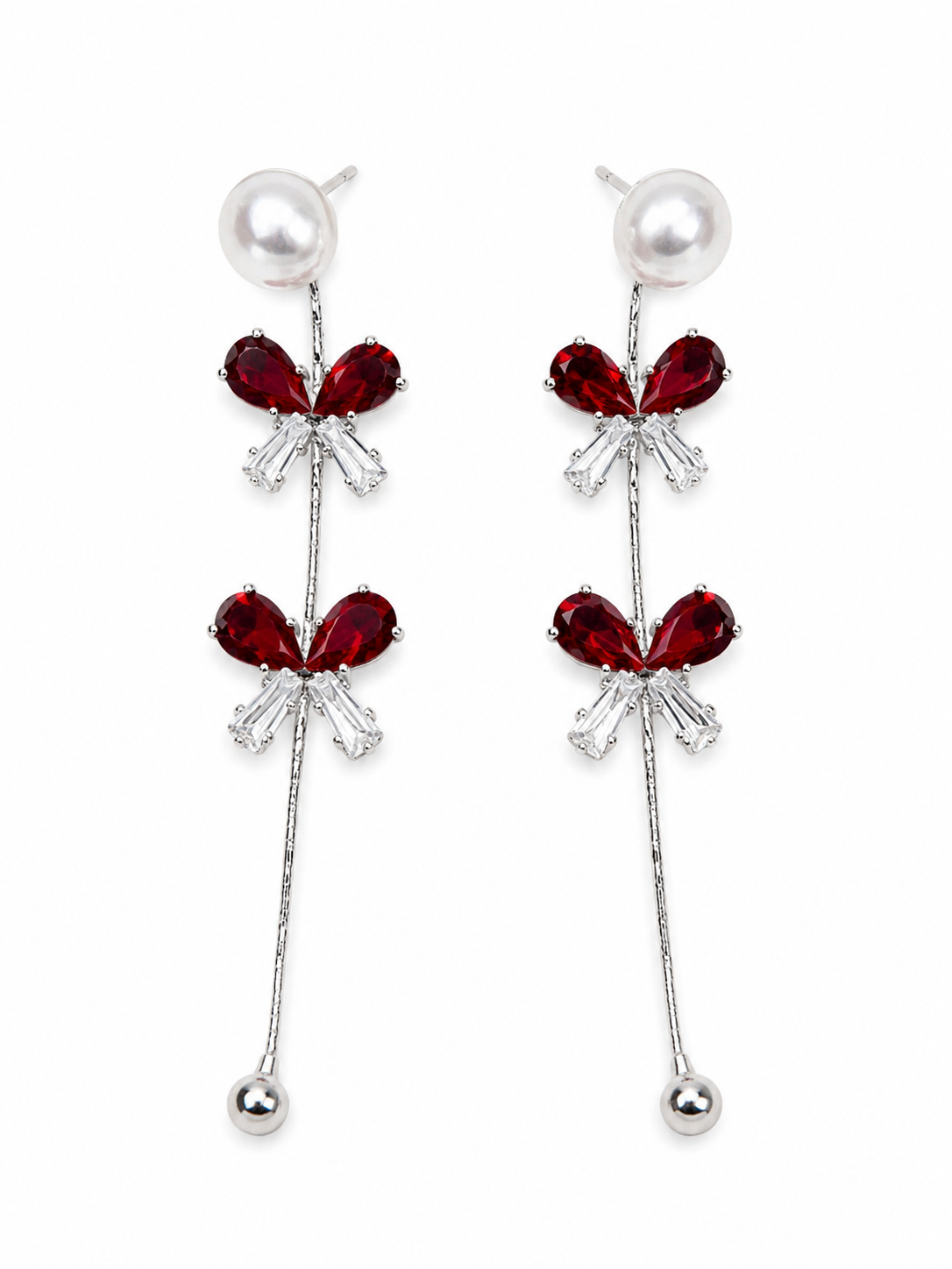Ruby Bow Earrings