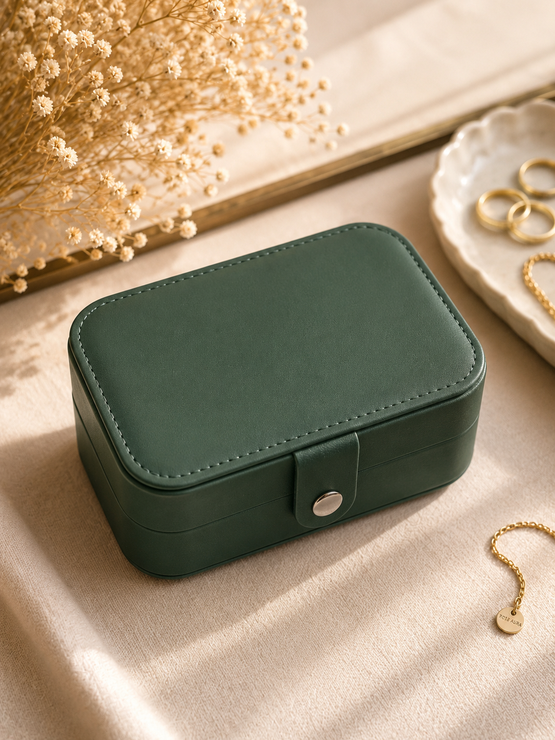 Rose Aura Travel Jewelry Box – Emerald Green